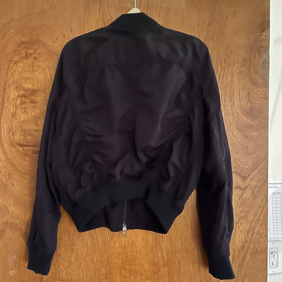 VINCE Ruched Shrunken Bomber Jacket in Coastal Blue: Sz S - Picture 8 of 11